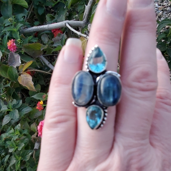 ***Sale*** New Kyanite & Blue Topaz 925 Silver Ring. - Picture 3 of 10